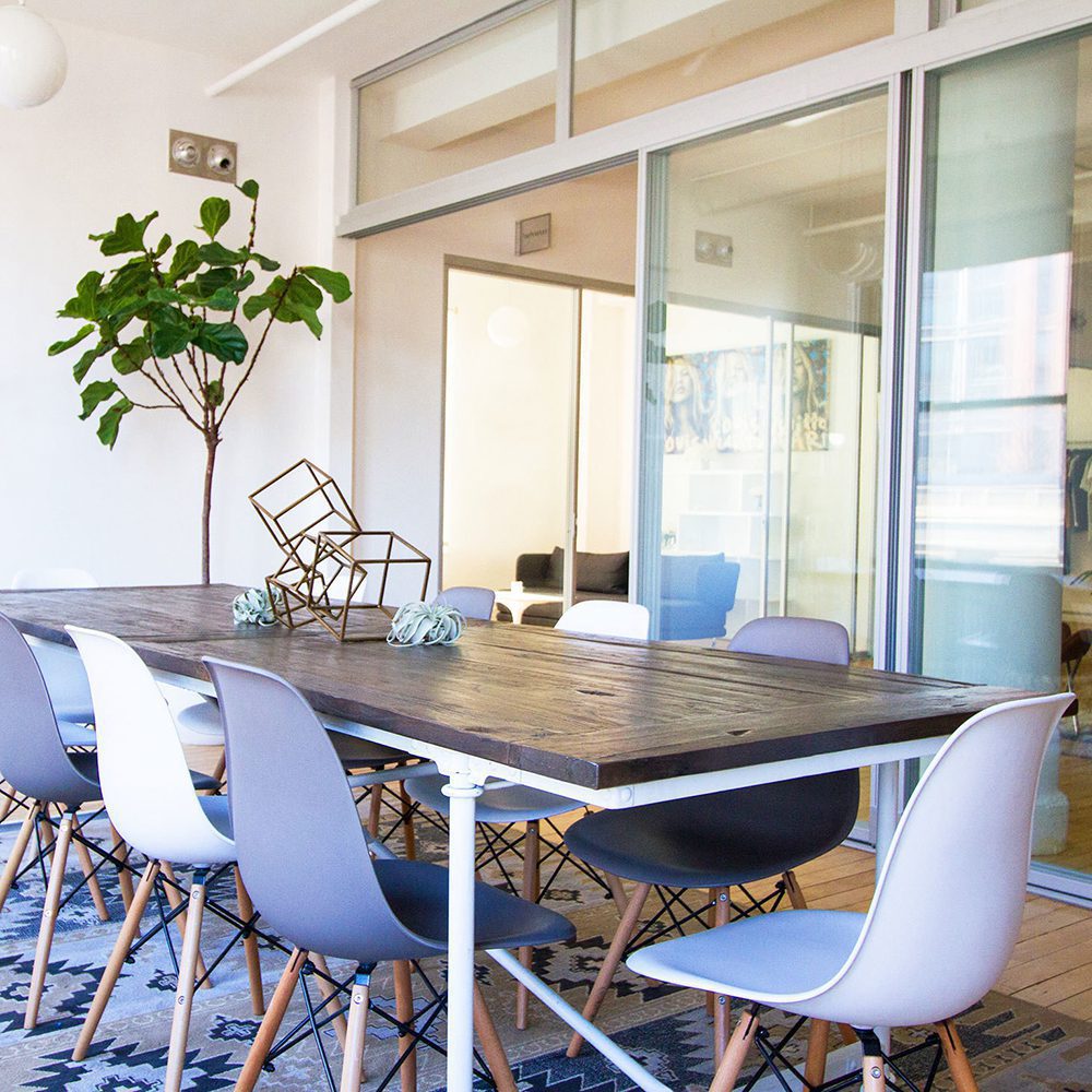 dining area with sliding door